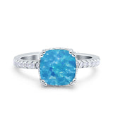 Half Eternity Art Deco Cushion Cut Wedding Engagement Bridal Ring Round Simulated Cubic Zirconia 925 Sterling Silver