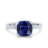 Half Eternity Art Deco Cushion Cut Wedding Engagement Bridal Ring Round Simulated Cubic Zirconia 925 Sterling Silver