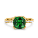 Half Eternity Art Deco Cushion Cut Wedding Engagement Bridal Ring Round Simulated Cubic Zirconia 925 Sterling Silver