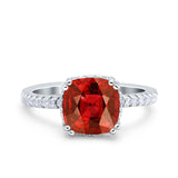 Half Eternity Art Deco Cushion Cut Wedding Engagement Bridal Ring Round Simulated Cubic Zirconia 925 Sterling Silver