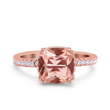 Half Eternity Art Deco Cushion Cut Wedding Engagement Bridal Ring Round Simulated Cubic Zirconia 925 Sterling Silver