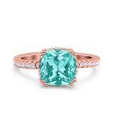 Half Eternity Art Deco Cushion Cut Wedding Engagement Bridal Ring Round Simulated Cubic Zirconia 925 Sterling Silver