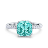 Half Eternity Art Deco Cushion Cut Wedding Engagement Bridal Ring Round Simulated Cubic Zirconia 925 Sterling Silver