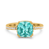 Half Eternity Art Deco Cushion Cut Wedding Engagement Bridal Ring Round Simulated Cubic Zirconia 925 Sterling Silver