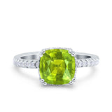 Half Eternity Art Deco Cushion Cut Wedding Engagement Bridal Ring Round Simulated Cubic Zirconia 925 Sterling Silver