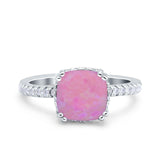 Half Eternity Art Deco Cushion Cut Wedding Engagement Bridal Ring Round Simulated Cubic Zirconia 925 Sterling Silver