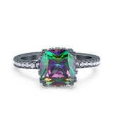 Half Eternity Art Deco Cushion Cut Wedding Engagement Bridal Ring Round Simulated Cubic Zirconia 925 Sterling Silver