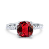 Half Eternity Art Deco Cushion Cut Wedding Engagement Bridal Ring Round Simulated Cubic Zirconia 925 Sterling Silver