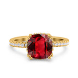 Half Eternity Art Deco Cushion Cut Wedding Engagement Bridal Ring Round Simulated Cubic Zirconia 925 Sterling Silver