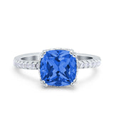 Half Eternity Art Deco Cushion Cut Wedding Engagement Bridal Ring Round Simulated Cubic Zirconia 925 Sterling Silver