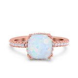 Half Eternity Art Deco Cushion Cut Wedding Engagement Bridal Ring Round Simulated Cubic Zirconia 925 Sterling Silver