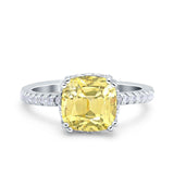 Half Eternity Art Deco Cushion Cut Wedding Engagement Bridal Ring Round Simulated Cubic Zirconia 925 Sterling Silver