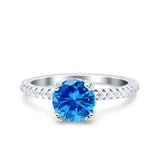 Art Deco Wedding Engagement Bridal Ring Half Eternity Round Simulated Cubic Zirconia 925 Sterling Silver