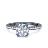 Art Deco Wedding Engagement Bridal Ring Half Eternity Round Simulated Cubic Zirconia 925 Sterling Silver