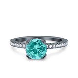 Art Deco Wedding Engagement Bridal Ring Half Eternity Round Simulated Cubic Zirconia 925 Sterling Silver