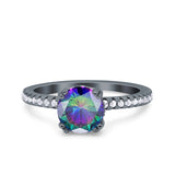 Art Deco Wedding Engagement Bridal Ring Half Eternity Round Simulated Cubic Zirconia 925 Sterling Silver