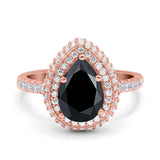 Teardrop Pear Art Deco Vintage Engagement Ring Round Simulated Cubic Zirconia 925 Sterling Silver