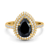 Teardrop Pear Art Deco Vintage Engagement Ring Round Simulated Cubic Zirconia 925 Sterling Silver