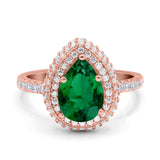 Teardrop Pear Art Deco Vintage Engagement Ring Round Simulated Cubic Zirconia 925 Sterling Silver