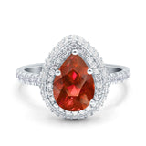 Teardrop Pear Art Deco Vintage Engagement Ring Round Simulated Cubic Zirconia 925 Sterling Silver