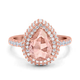 Teardrop Pear Art Deco Vintage Engagement Ring Round Simulated Cubic Zirconia 925 Sterling Silver