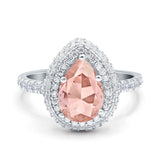 Teardrop Pear Art Deco Vintage Engagement Ring Round Simulated Cubic Zirconia 925 Sterling Silver