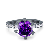 Vintage Art Deco Wedding Ring Round Simulated Cubic Zirconia 925 Sterling Silver