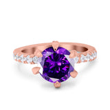 Vintage Art Deco Wedding Ring Round Simulated Cubic Zirconia 925 Sterling Silver