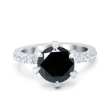 Vintage Art Deco Wedding Ring Round Simulated Cubic Zirconia 925 Sterling Silver