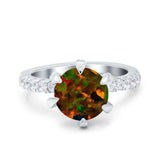 Vintage Art Deco Wedding Ring Round Simulated Cubic Zirconia 925 Sterling Silver