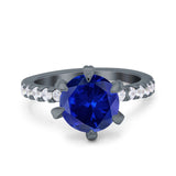 Vintage Art Deco Wedding Ring Round Simulated Cubic Zirconia 925 Sterling Silver