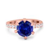 Vintage Art Deco Wedding Ring Round Simulated Cubic Zirconia 925 Sterling Silver