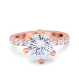 Vintage Art Deco Wedding Ring Round Simulated Cubic Zirconia 925 Sterling Silver