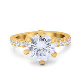 Vintage Art Deco Wedding Ring Round Simulated Cubic Zirconia 925 Sterling Silver