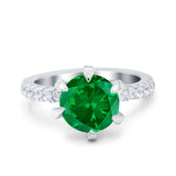 Vintage Art Deco Wedding Ring Round Simulated Cubic Zirconia 925 Sterling Silver