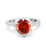 Vintage Art Deco Wedding Ring Round Simulated Cubic Zirconia 925 Sterling Silver