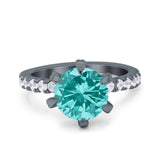 Vintage Art Deco Wedding Ring Round Simulated Cubic Zirconia 925 Sterling Silver