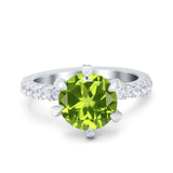 Vintage Art Deco Wedding Ring Round Simulated Cubic Zirconia 925 Sterling Silver