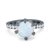 Vintage Art Deco Wedding Ring Round Simulated Cubic Zirconia 925 Sterling Silver