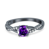 Art Deco Wedding Engagement Ring Round Simulated Cubic Zirconia 925 Sterling Silver