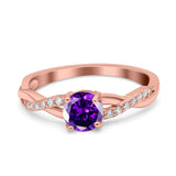Art Deco Wedding Engagement Ring Round Simulated Cubic Zirconia 925 Sterling Silver