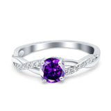 Art Deco Wedding Engagement Ring Round Simulated Cubic Zirconia 925 Sterling Silver