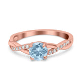 Art Deco Wedding Engagement Ring Round Simulated Cubic Zirconia 925 Sterling Silver