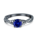 Art Deco Wedding Engagement Ring Round Simulated Cubic Zirconia 925 Sterling Silver