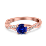 Art Deco Wedding Engagement Ring Round Simulated Cubic Zirconia 925 Sterling Silver