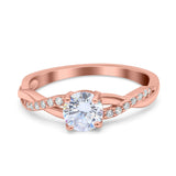 Art Deco Wedding Engagement Ring Round Simulated Cubic Zirconia 925 Sterling Silver