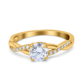 Art Deco Wedding Engagement Ring Round Simulated Cubic Zirconia 925 Sterling Silver