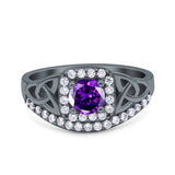 Celtic Art Deco Wedding Bridal Engagement Ring Simulated Cubic Zirconia 925 Sterling Silver