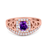 Celtic Art Deco Wedding Bridal Engagement Ring Simulated Cubic Zirconia 925 Sterling Silver