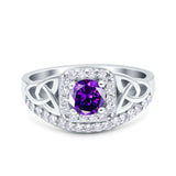 Celtic Art Deco Wedding Bridal Engagement Ring Simulated Cubic Zirconia 925 Sterling Silver